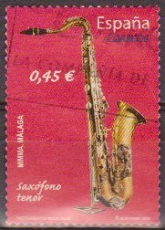 z vendido España 2010 4550 Sello º Instrumentos Musicales Saxo Tenor Timbre Espagne Spain Spagna 